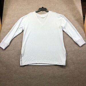 Loft V Neck Tunic Sweater Size XL. Color is pale light gray